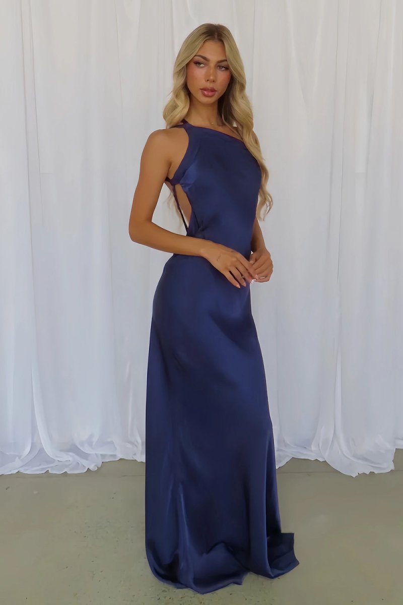 Yellow - One Shoulder Sheath Satin Backless Long Prom Dresses