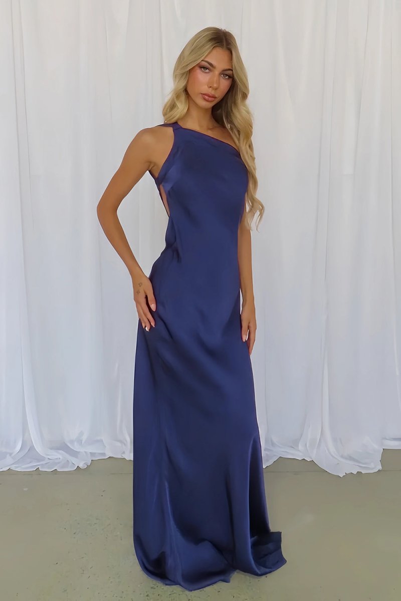 Yellow - One Shoulder Sheath Satin Backless Long Prom Dresses