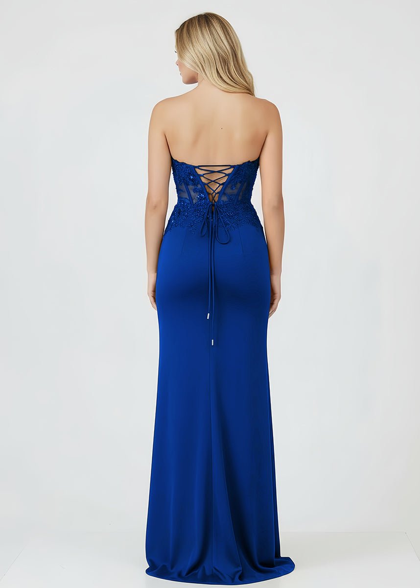 Sheath Sweetheart Long Satin Prom Dress with Slit